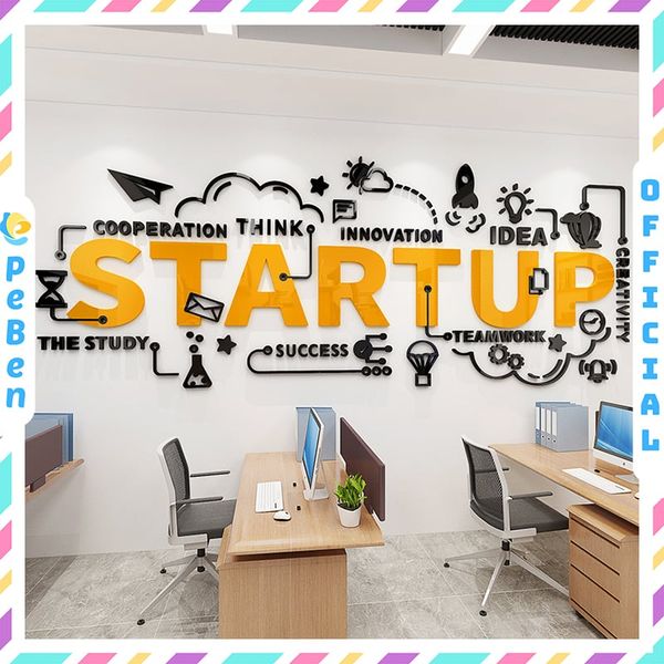 Tranh mica EPeBen dán tường nổi 3d hình Khẩu Hiệu khởi nghiệp ý tưởng start up idea decor trang trí Văn Phòng, Công Ty 