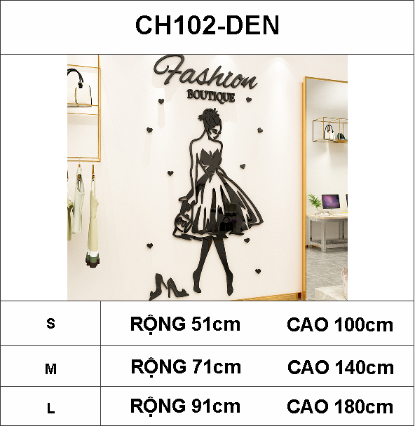  Tranh mica EPeBen dán tường nổi 3d hình Fashion decor trang trí shop thời trang váy, áo, giày, shop phụ kiện 