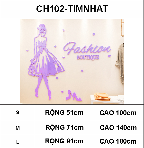  Tranh mica EPeBen dán tường nổi 3d hình Fashion decor trang trí shop thời trang váy, áo, giày, shop phụ kiện 