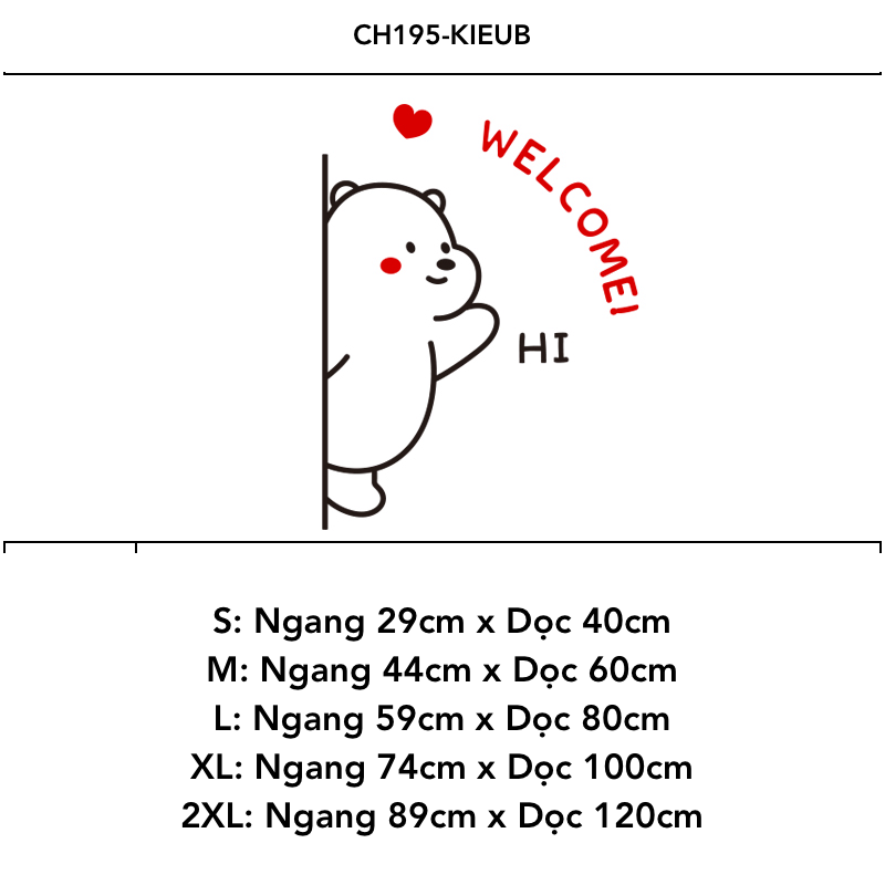  Tranh mica nổi 3d dán tường Gấu Thỏ Mèo thò Welcome Hi trang trí Dán Cửa hàng, Shop Quần Áo, phòng ngủ 