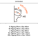  Tranh mica nổi 3d dán tường Gấu Thỏ Mèo thò Welcome Hi trang trí Dán Cửa hàng, Shop Quần Áo, phòng ngủ 