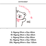  Tranh mica nổi 3d dán tường Gấu Thỏ Mèo thò Welcome Hi trang trí Dán Cửa hàng, Shop Quần Áo, phòng ngủ 