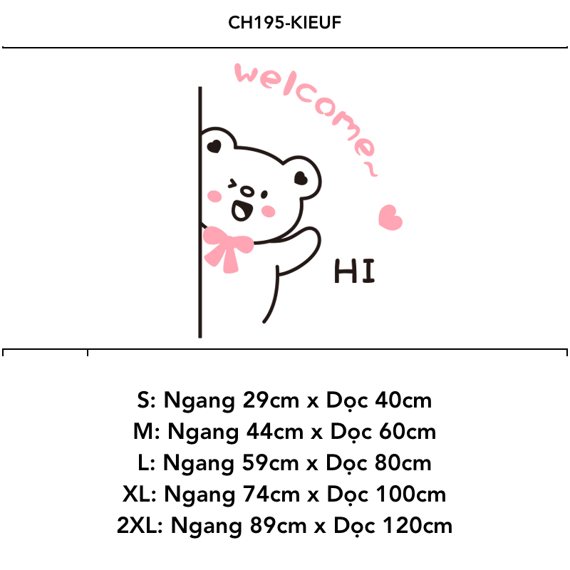  Tranh mica nổi 3d dán tường Gấu Thỏ Mèo thò Welcome Hi trang trí Dán Cửa hàng, Shop Quần Áo, phòng ngủ 