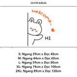  Tranh mica nổi 3d dán tường Gấu Thỏ Mèo thò Welcome Hi trang trí Dán Cửa hàng, Shop Quần Áo, phòng ngủ 