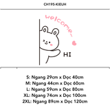  Tranh mica nổi 3d dán tường Gấu Thỏ Mèo thò Welcome Hi trang trí Dán Cửa hàng, Shop Quần Áo, phòng ngủ 