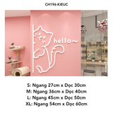  Tranh mica nổi 3d dán tường Mèo sinh hoạt đáng yêu hello trang trí Dán Cửa hàng, Shop Quần Áo, phòng ngủ, trà sữa 