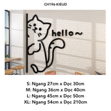  Tranh mica nổi 3d dán tường Mèo sinh hoạt đáng yêu hello trang trí Dán Cửa hàng, Shop Quần Áo, phòng ngủ, trà sữa 
