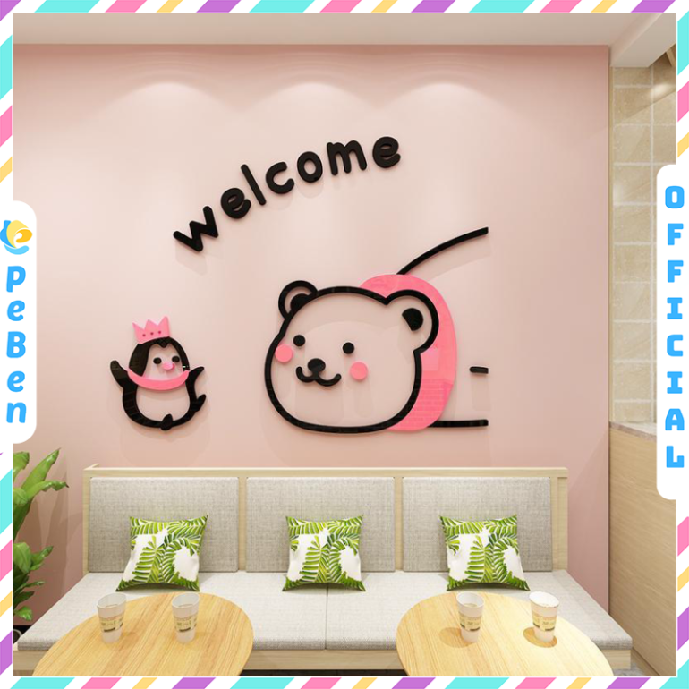  Tranh mica EPeBen dán tường nổi 3d hình dán động vật dễ thương decor trang trí Phòng ngủ cho bé, Cửa hàng, Mẫu giáo 