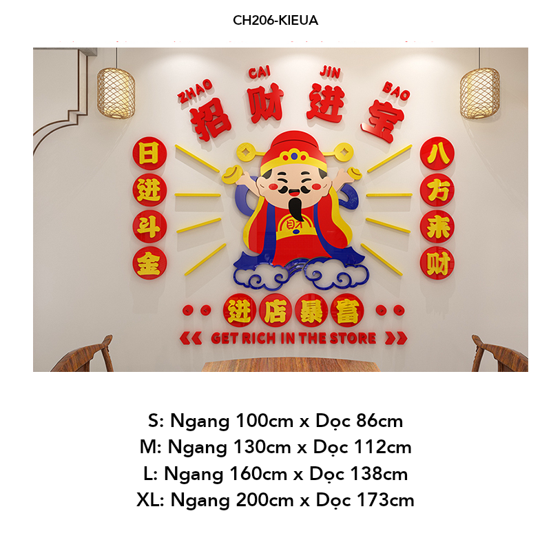  Tranh mica EPeBen dán tường nổi 3d hình Mèo Tài Lộc, Ông Thần Tài decor trang trí cửa hàng (Inbox để đặt tiếng việt) 