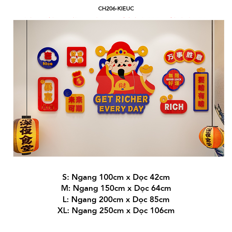  Tranh mica EPeBen dán tường nổi 3d hình Mèo Tài Lộc, Ông Thần Tài decor trang trí cửa hàng (Inbox để đặt tiếng việt) 