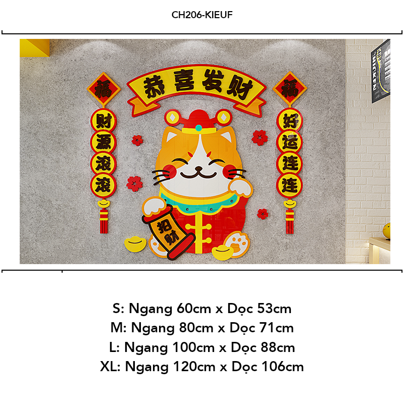  Tranh mica EPeBen dán tường nổi 3d hình Mèo Tài Lộc, Ông Thần Tài decor trang trí cửa hàng (Inbox để đặt tiếng việt) 