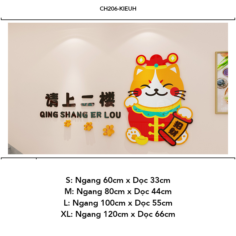  Tranh mica EPeBen dán tường nổi 3d hình Mèo Tài Lộc, Ông Thần Tài decor trang trí cửa hàng (Inbox để đặt tiếng việt) 