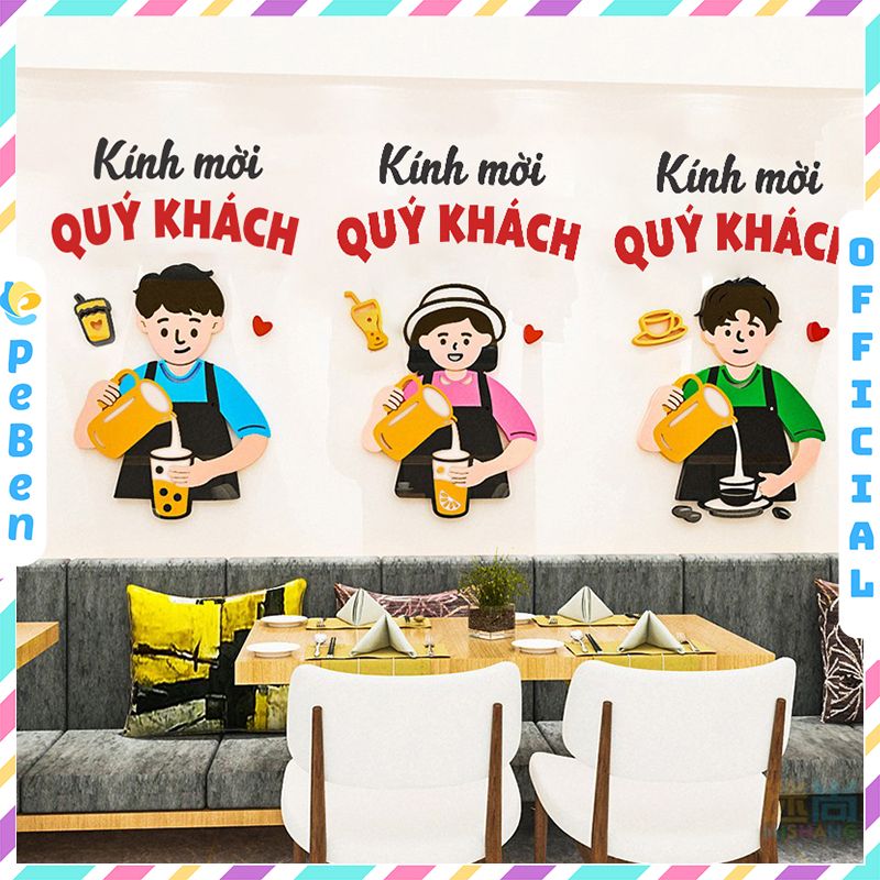  Tranh mica EPeBen dán tường nổi 3d hình Xin Chào Qúy Khách decor 