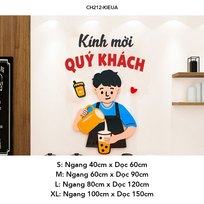  Tranh mica EPeBen dán tường nổi 3d hình Xin Chào Qúy Khách decor 