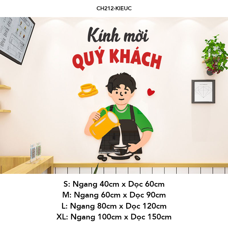  Tranh mica EPeBen dán tường nổi 3d hình Xin Chào Qúy Khách decor 