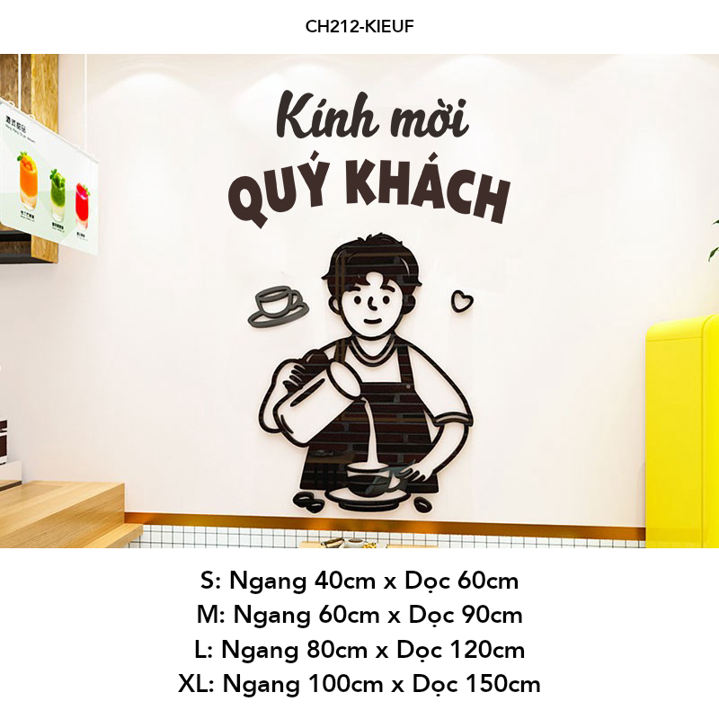  Tranh mica EPeBen dán tường nổi 3d hình Xin Chào Qúy Khách decor 