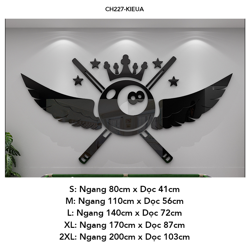  Tranh mica EPeBen dán tường nổi 3d Bóng BI-A trang trí Cửa Hàng, Phòng khách 