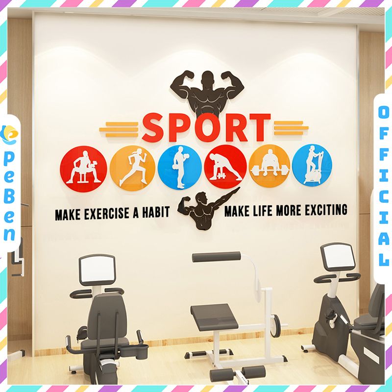  Tranh mica EPeBen dán tường nổi 3d Tập Thể Dục trang trí Phòng GYM,Phòng Thể Dục 