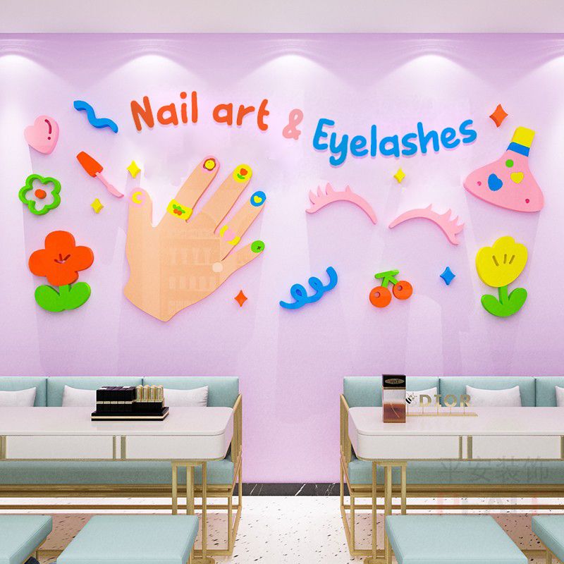  Tranh mica EPeBen dán tường nổi 3d Nail trang trí Quán Toc,Quán Nail 