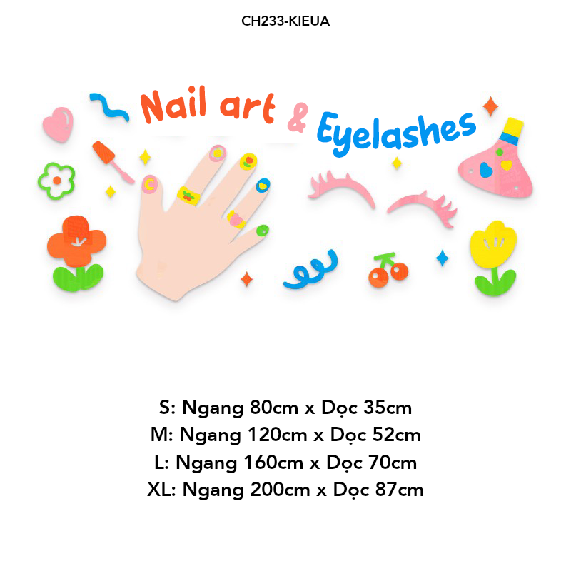 Tranh mica EPeBen dán tường nổi 3d Nail trang trí Quán Toc,Quán Nail 