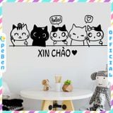  Tranh mica EPeBen dán tường nổi 3d hình 5 Chú Mèo Xin Chào decor Trang Trí Cửa Hàng,Quán ăn,phòng ngủ ,phòng khách 