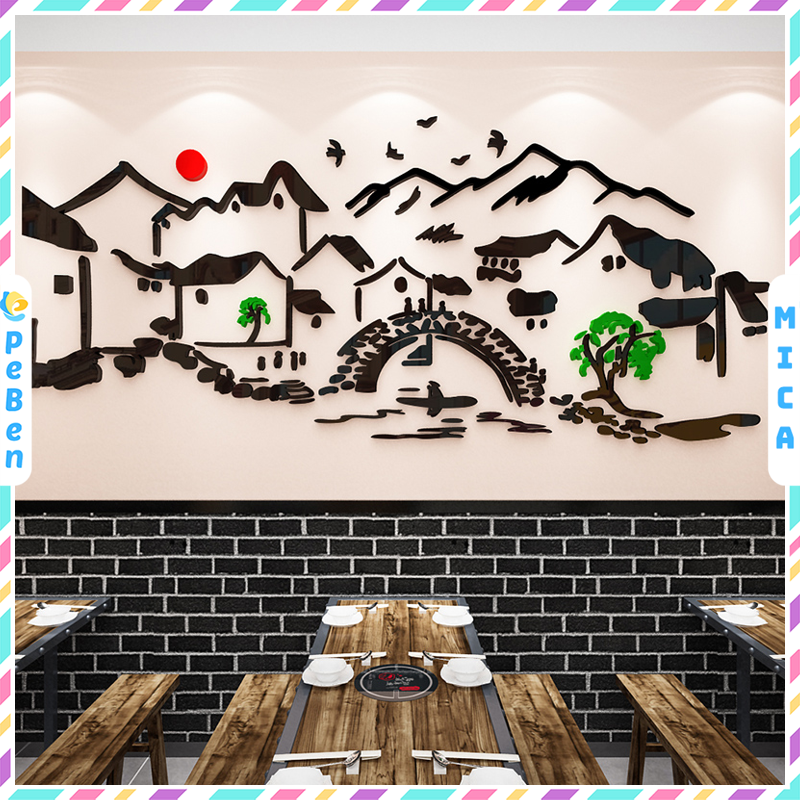  Tranh mica EPeBen dán tường nổi 3d hình Thuỷ Mặc Nhà Cổ Trang Trí Phòng Khách,Cửa Hàng 