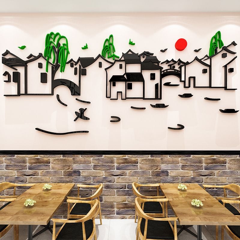  Tranh mica EPeBen dán tường nổi 3d hình Thuỷ Mặc Nhà Cổ Trang Trí Phòng Khách,Cửa Hàng 