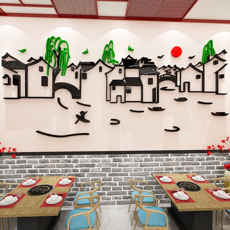  Tranh mica EPeBen dán tường nổi 3d hình Thuỷ Mặc Nhà Cổ Trang Trí Phòng Khách,Cửa Hàng 