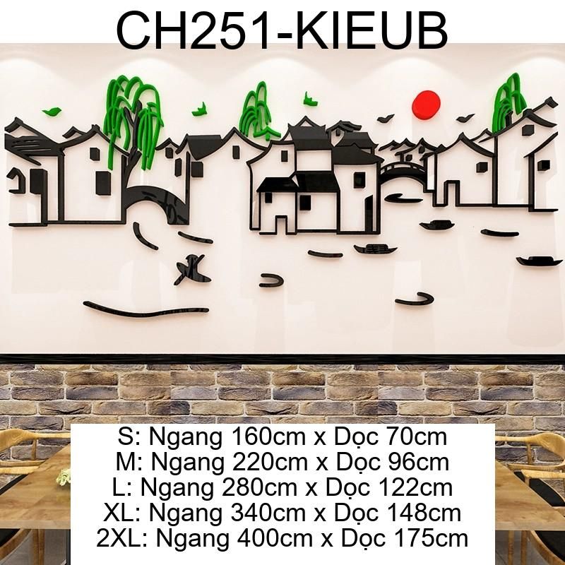  Tranh mica EPeBen dán tường nổi 3d hình Thuỷ Mặc Nhà Cổ Trang Trí Phòng Khách,Cửa Hàng 