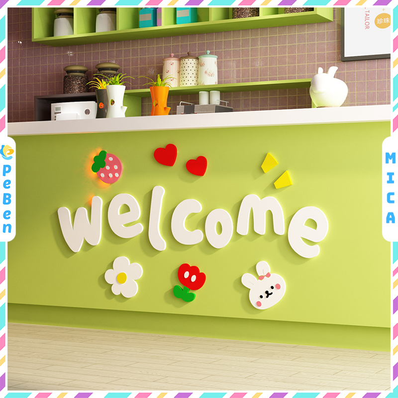  Tranh mica EPeBen dán tường nổi 3d hình Welcome Trang Trí Cửa Hàng,Quán Ăn 