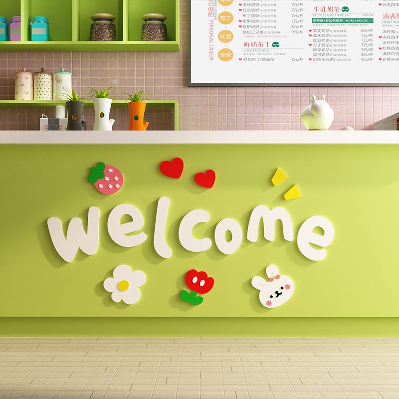  Tranh mica EPeBen dán tường nổi 3d hình Welcome Trang Trí Cửa Hàng,Quán Ăn 