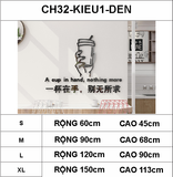  Tranh mica EPeBen dán tường nổi 3d hình một cốc trên tay decor trang trí cửa hàng quán trà sữa trà tranh 