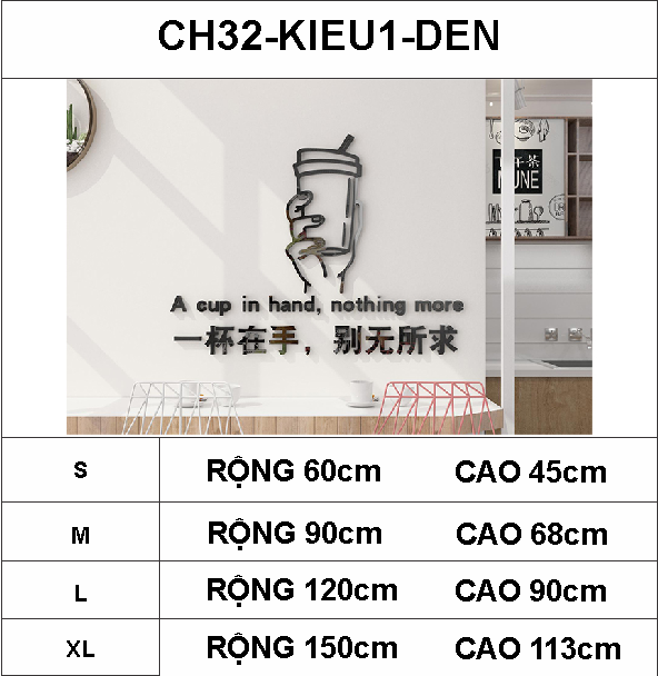  Tranh mica EPeBen dán tường nổi 3d hình một cốc trên tay decor trang trí cửa hàng quán trà sữa trà tranh 