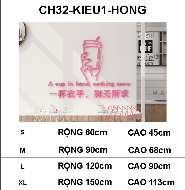  Tranh mica EPeBen dán tường nổi 3d hình một cốc trên tay decor trang trí cửa hàng quán trà sữa trà tranh 