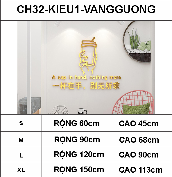  Tranh mica EPeBen dán tường nổi 3d hình một cốc trên tay decor trang trí cửa hàng quán trà sữa trà tranh 
