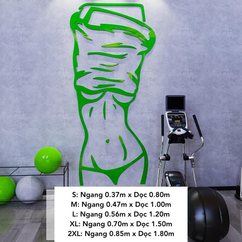  Tranh mica EPeBen dán tường nổi 3d hình Tay Nâng Tạ No pain, Hình cô gái sexy decor trang trí Phòng Tập Gym, Fitness 