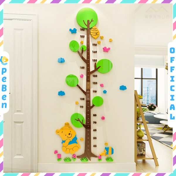  Tranh mica EPeBen dán tường nổi 3d Thước Đo Chiều Cao Lớn Cùng Cây Hoa decor trang trí Phòng ngủ cho bé, Lớp Học Mầm Non 