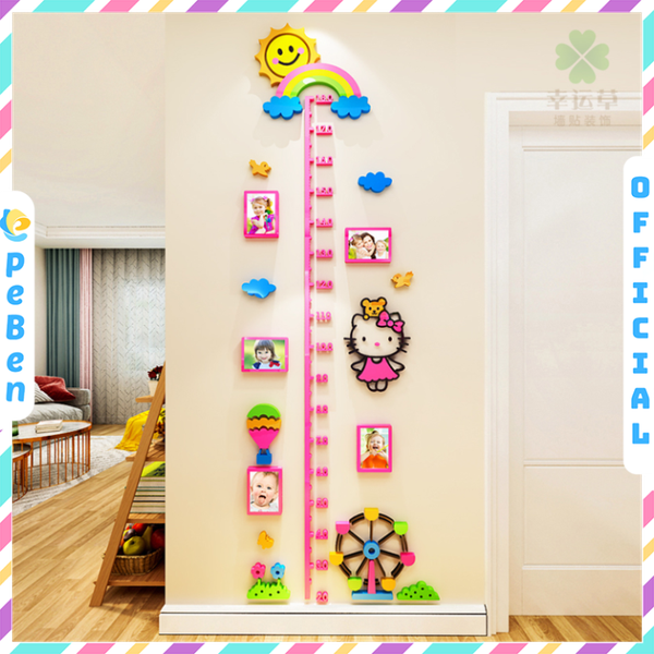  Tranh mica EPeBen dán tường nổi 3d Thước Đo Chiều Cao Hello Kitty decor trang trí Phòng ngủ cho bé, Lớp Học Mẫu giáo 