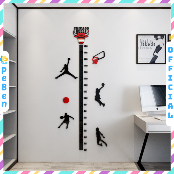  Tranh mica EPeBen dán tường nổi 3d Thước Đo Chiều Cao hình bóng rổ decor trang trí Phòng ngủ cho bé, Lớp Học Mẫu giáo 
