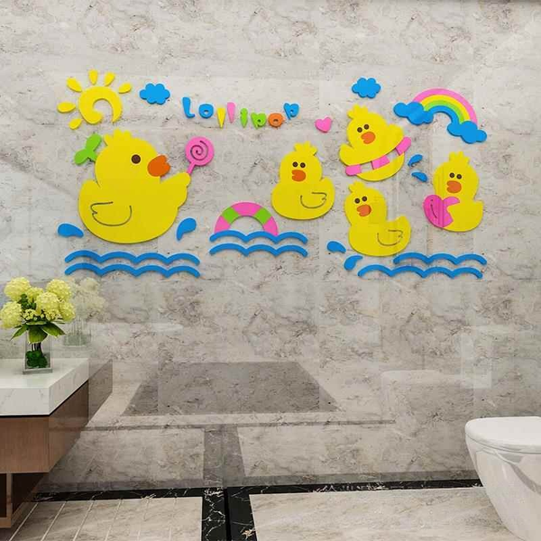  Tranh mica EPeBen dán tường nổi 3d hình Đàn Gà con tập bơi decor trang trí Phòng ngủ cho bé, Phòng khách, Mẫu giáo 