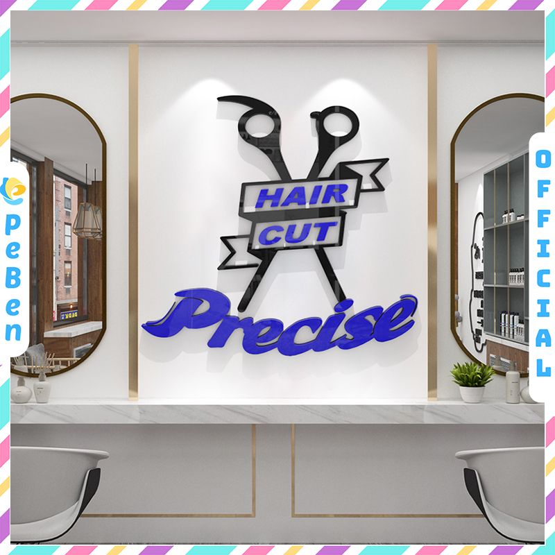  Tranh mica EPeBen dán tường nổi 3d hình Hair Cut Precise decor trang trí Salon, Tiệm Cắt Tóc 