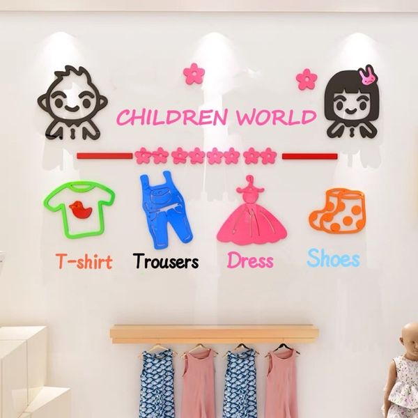  Tranh mica EPeBen dán tường nổi 3d hình quần áo trẻ em, decor trang trí cửa hàng cho bé, shop thời trang cho bé 