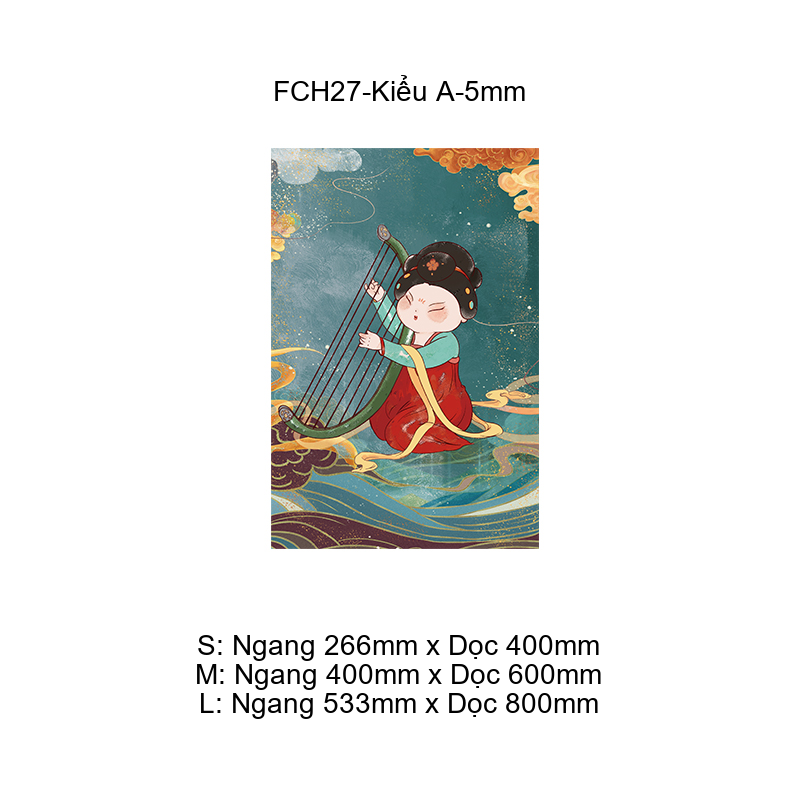  Tranh Fomex EPeBen dán tường nổi 3d Cũ Nữ Đàn Tranh trang trí Phòng Ăn,Nhà Hàng,Cửa Hàng 