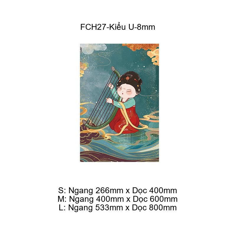  Tranh Fomex EPeBen dán tường nổi 3d Cũ Nữ Đàn Tranh trang trí Phòng Ăn,Nhà Hàng,Cửa Hàng 