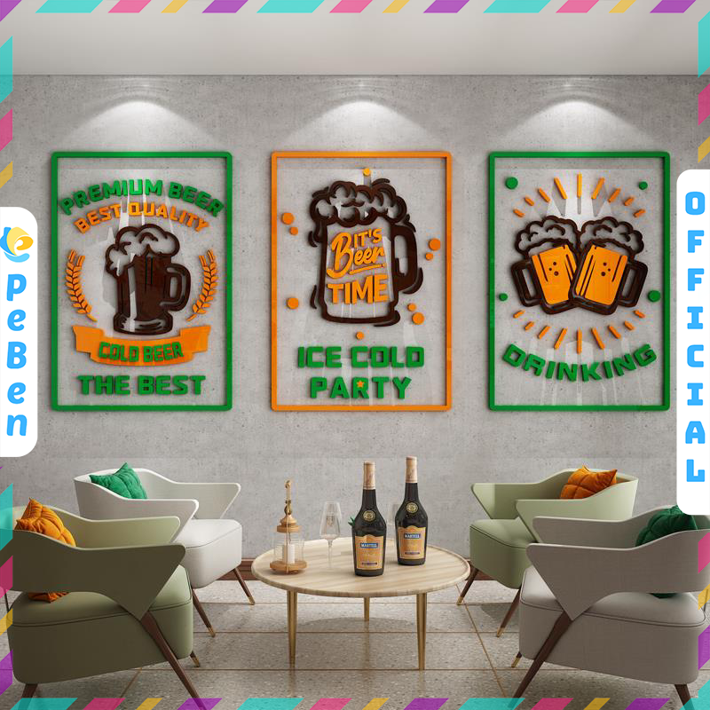 Tranh mica EPeBen dán tường nổi 3d hình Quán Bia decor trang trí Quán Nhậu, Quán Đồ Nướng 