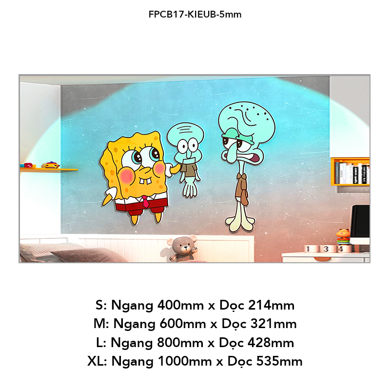  Tranh Fomex EPeBen dán tường nổi 3d Hình Bọt Biển Tinh Nghịch decor trang trí Phòng cho ngủ bé, Phòng khách, Mẫu giáo 