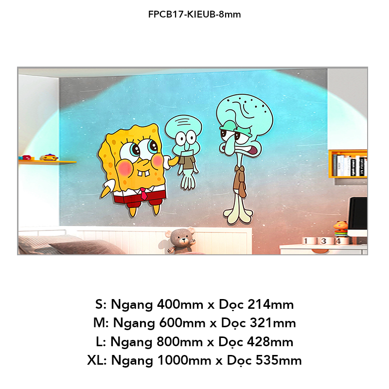 Tranh Fomex EPeBen dán tường nổi 3d Hình Bọt Biển Tinh Nghịch decor trang trí Phòng cho ngủ bé, Phòng khách, Mẫu giáo 