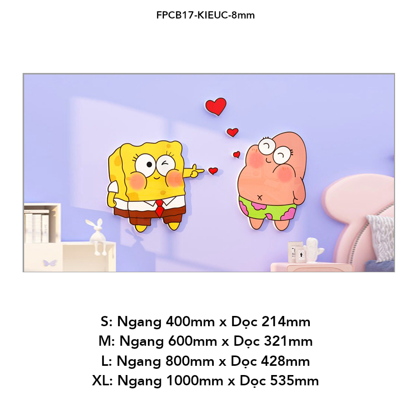  Tranh Fomex EPeBen dán tường nổi 3d Hình Bọt Biển Tinh Nghịch decor trang trí Phòng cho ngủ bé, Phòng khách, Mẫu giáo 