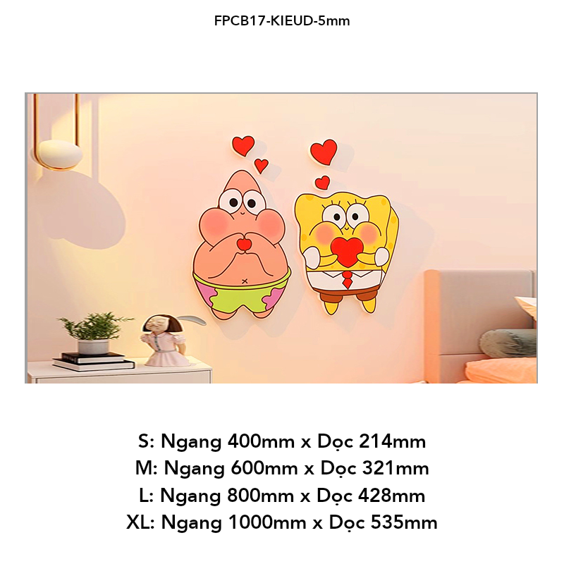  Tranh Fomex EPeBen dán tường nổi 3d Hình Bọt Biển Tinh Nghịch decor trang trí Phòng cho ngủ bé, Phòng khách, Mẫu giáo 
