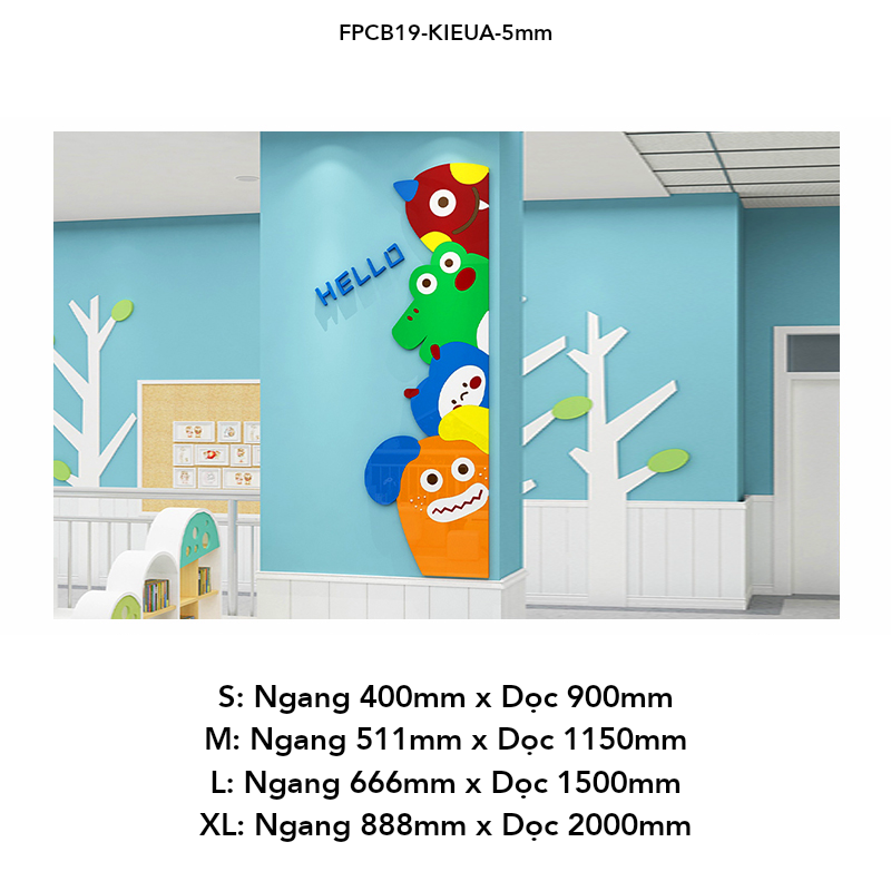  Tranh Fomex EPeBen dán tường nổi 3d Hình Say HELLO decor trang trí Phòng cho bé, Phòng khách, Phòng ngủ, Mẫu giáo 